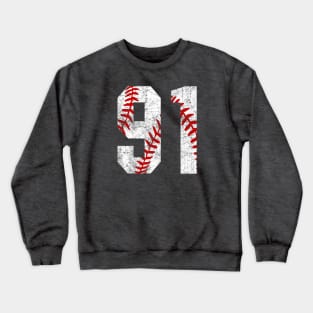 Vintage #91 Baseball Laces Baseball Mom Jersey Love Baseball Crewneck Sweatshirt